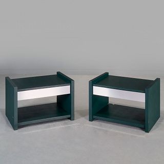 Karl Springer (style), pair tiered nightstands