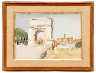 Guily Joffrin, View of Rome, Signed Watercolor