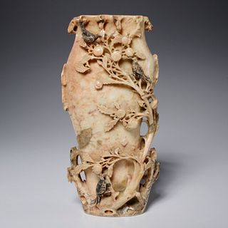 Chinese carved soapstone vase, ex Christie's