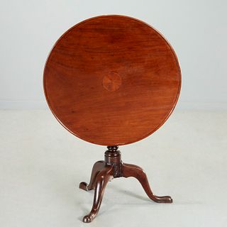 Queen Anne style inlaid mahogany tea table
