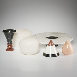 Group (6) Postmodern style marble containers