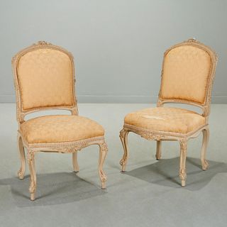Nice pair Louis XV style cream painted chaises
