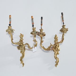 Louis XV style gilt bronze Chinoiserie sconces