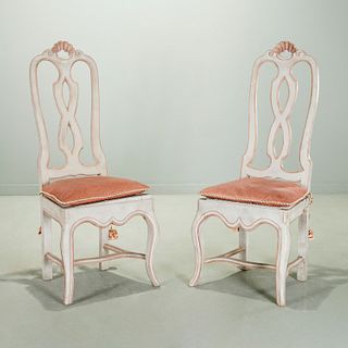 Pair Italian Rococo style painted chairs