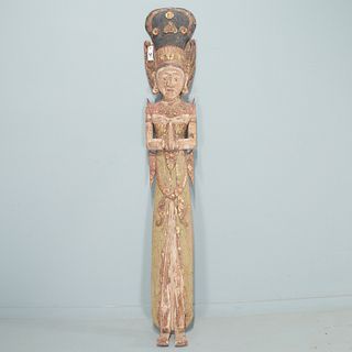 Large Southeast Asian polychromed wood figure
