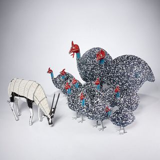Collection beaded animal sculptures