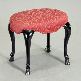 Italian Rococo style black lacquered stool