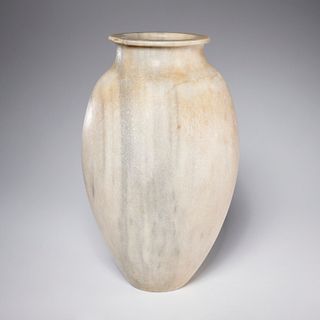 Large Egyptian style carved alabaster jar