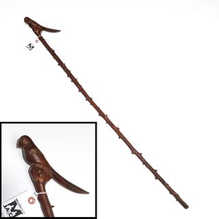 Folk Art carved bird thornwood walking stick