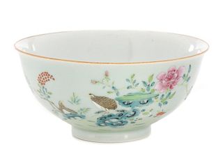 Chinese Quan Glazed Bowl with Quail, Qianlong