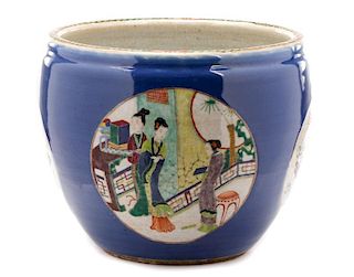 Chinese Porcelain Fishbowl, Cornflower Blue
