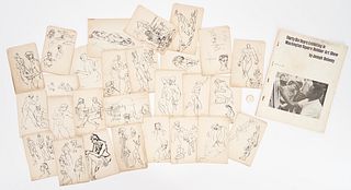 Grouping of 30 Joseph Delaney Sketches, incl. Signed