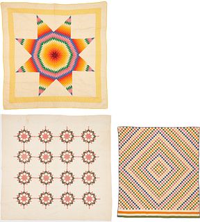 3 American Pieced Cotton Quilts
