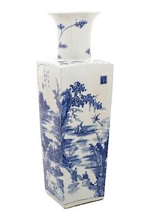 Chinese Squared Porcelain Sleeve Vase, Kangxi Mark