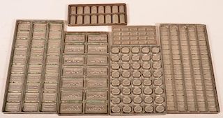 Six Vintage Advertising Chocolate Tray Molds.