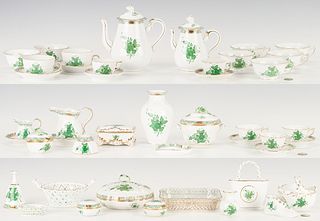 44 Pcs. Herend Chinese Bouquet Green Coffee Set & Misc.
