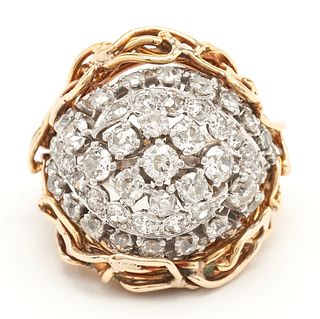 Platinum Mine Cut Diamond Ring with 14K Jacket, 5.05 ct t.w.