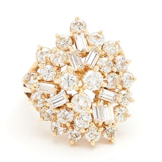 14K Diamond Cluster Ring