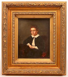 Unsigned Oil on Artist Board Painting of a Boy.