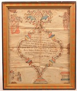 Hand Drawn Birth and Baptismal Certificate.