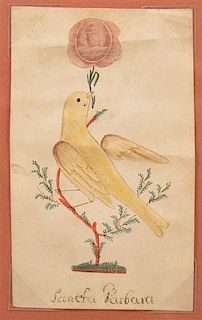 Watercolor Drawing of a Yellow Bird.