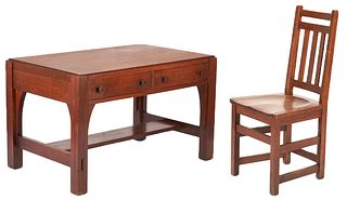 Two (2) Arts & Crafts Limbert Furniture Items, Writing Desk & Chair