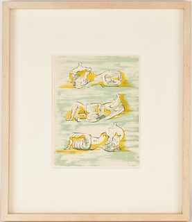 Exhibited Henry Spencer Moore Lithograph, Untitled