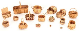 Sixteen (16) Miniature Baskets, mostly Cherokee