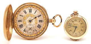 2 Pocketwatches inc. Girod Gandy 18k with Coat of Arms