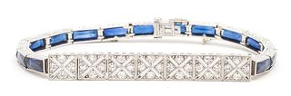Ladies Art Deco Diamond Platinum Bracelet
