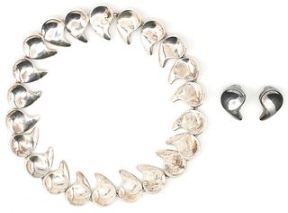 Ditzel and Michelsen Danish Modernist Sterling Necklace & Earrings