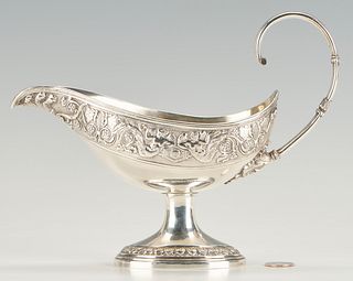 Neoclassical Silver Sauce Boat w/ Mythological Decoration