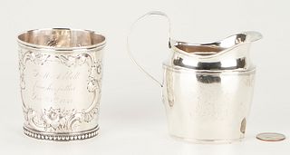 Coin Silver Creamer and Christmas Cup incl. Dumoutet