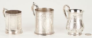 3 Coin Silver Mugs incl. Harding, Cooper & Fisher, Tift & Whiting