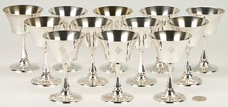 12 Black, Starr, & Frost Small Sterling Silver Wine Goblets