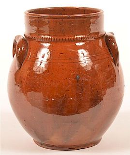 Redware Jar Attributed to Medinger Pottery.