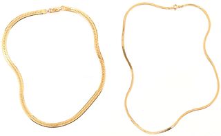 Two (2) 14K Gold Omega Necklaces