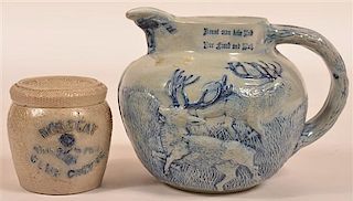 Two Pieces of Embossed Decorated Stoneware.