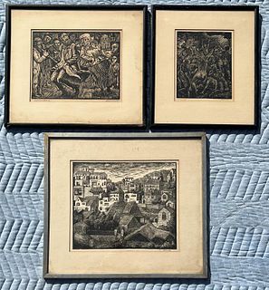 Three Albert Abramowitz Woodcuts