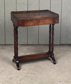 Walnut Trestle Base Small One Drawer Work Table