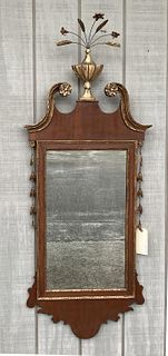 Hepplewhite Style Carved & Gilded Inlaid Mirror