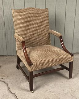 George III Upholstered Mahogany Library Chair