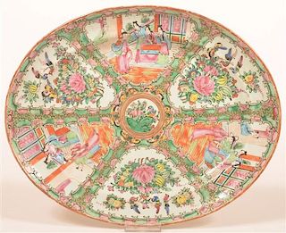 Rose Medallion Oriental Porcelain Oval Platter.