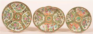 Three Pieces Rose Medallion Oriental Porcelain.