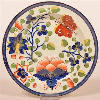 Gaudy Dutch Soft Paste Butterfly Pattern Plate.