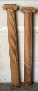 Two Carved/Fluted Wood Architectural Columns