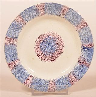 Blue and Purple Rainbow Spatter Cup Plate.