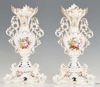 Pair of 19th C. Old Paris Porcelain Potpourri Vases