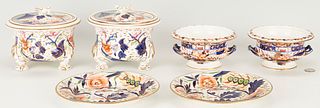 6 English Porcelain Items, Imari Palette
