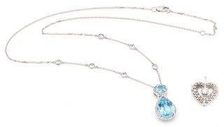 3 14K White Gold Jewelry Items, incl. Swiss Blue Topaz & Diamond